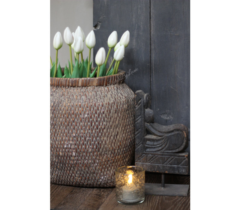 Namaak real touch Tulp in knop wit 42 cm