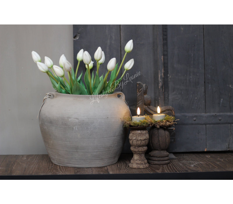 Namaak real touch Tulp in knop wit 42 cm