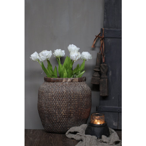 Namaak witte Tulp half open 47 cm 