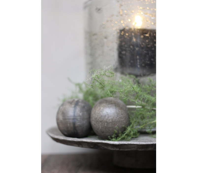Sobere houten decoratie bal Old wood 8 cm