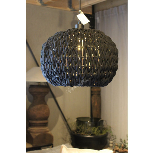 Bol hanglamp zwart katoen 40 cm 