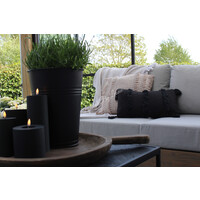 Kussen met franjes linnenlook Black 30 x 50 cm