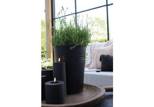 Hoge metalen bloempot Black 30 cm