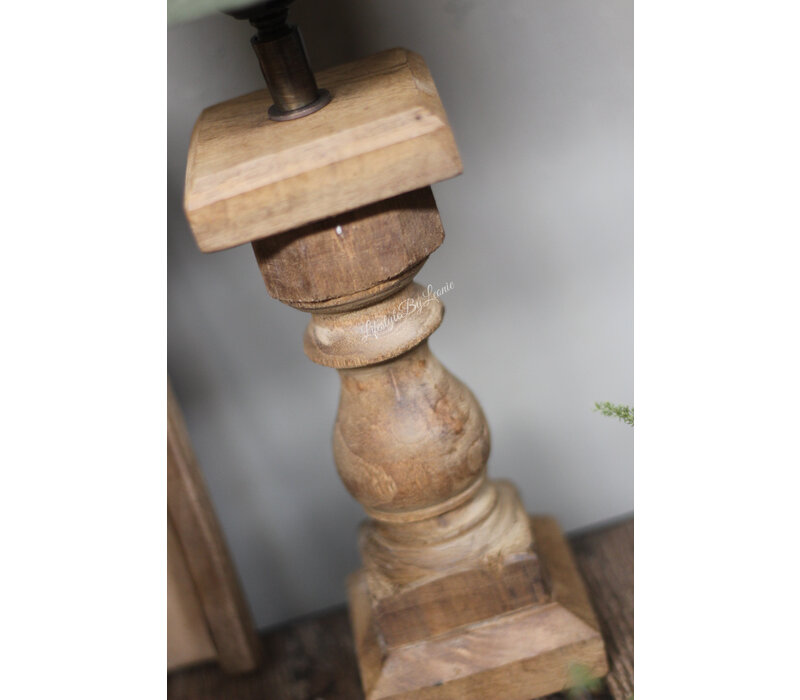Houten naturel wood vierkant baluster lampvoet 30 cm