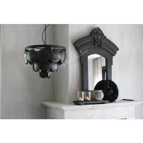 Metalen schijfjes hanglamp Old black incl fitting 40 cm 