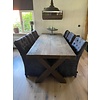 Robuuste eettafel met X poot 240x95x78