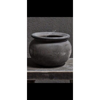 Luksa unieke ronde houten pot Antiq Grey