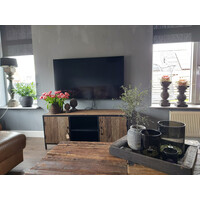 Tv-meubel hout/staal 130 cm