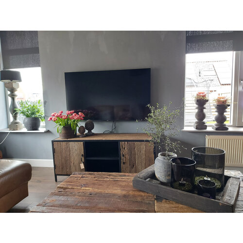 Tv-meubel hout/staal 130 cm 