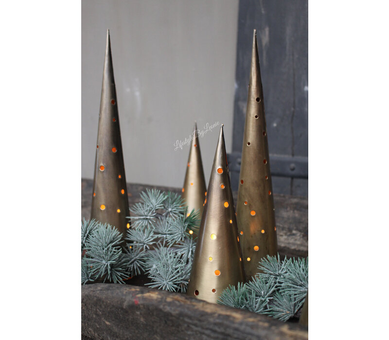 Metalen tree cone Brons 28 cm