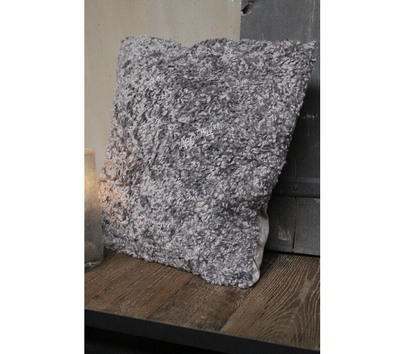 Kussen teddy grey 45 x 45 cm