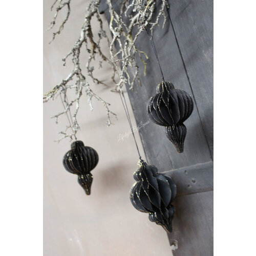 Paper hanging cone Black 15 cm 