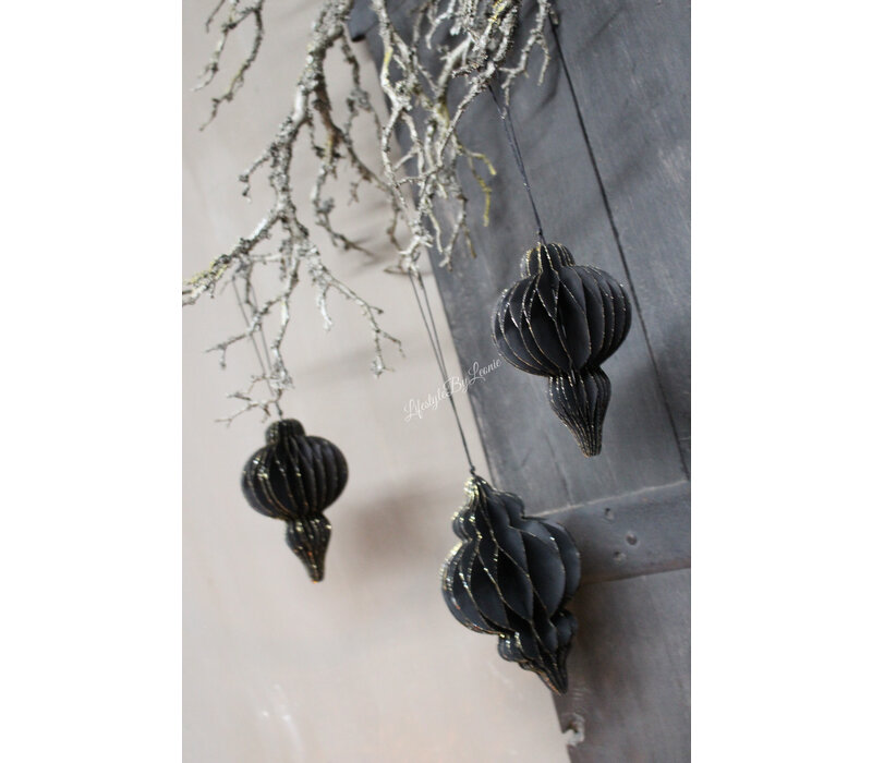 Paper hanging cone Black 15 cm