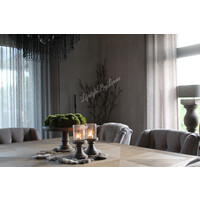 Houten baluster voet Old grey met windlicht