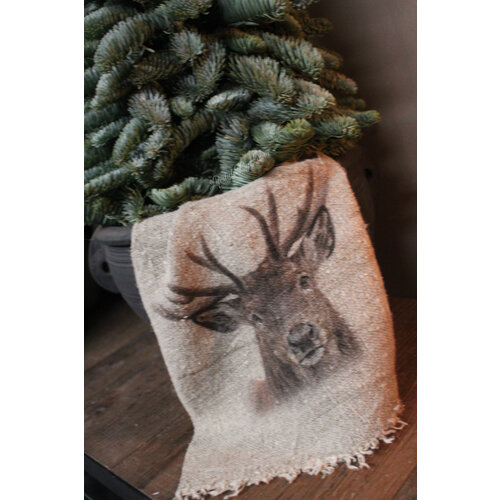 Shabby linnen doek Rendier 45 cm 