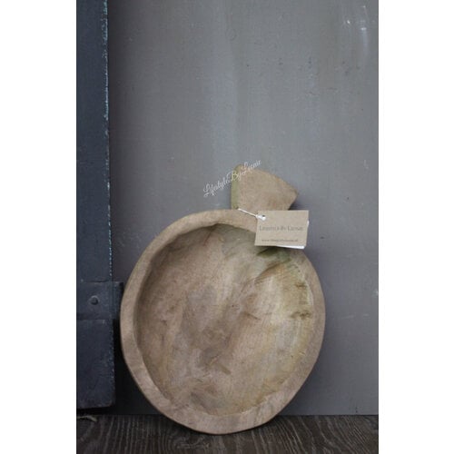 Ronde houten schaal met handvat Teakwood 30 cm 