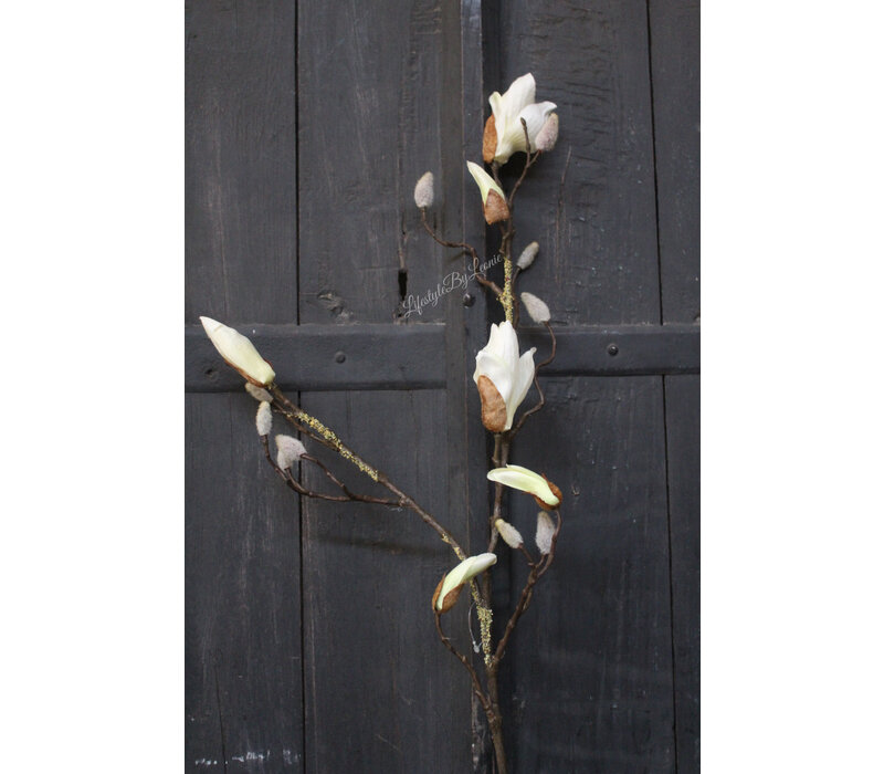 Zijden Magnolia tak white 88 cm