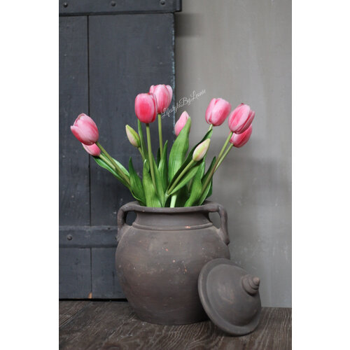 Namaak boeket Tulpen fuchsia 43 cm 