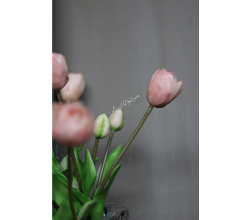 Namaak boeket Tulpen light pink 44 cm