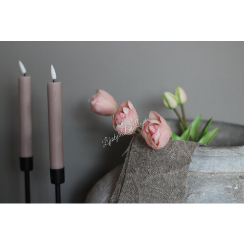 Wax LED dinerkaars Soft rose 15 cm set van 2 