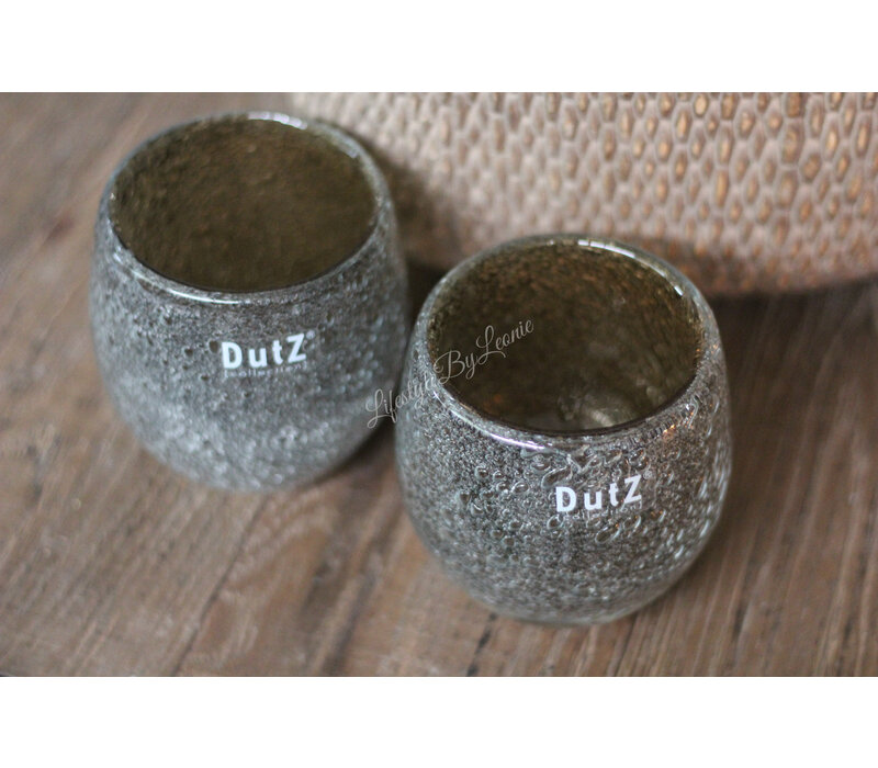 DUTZ round windlicht Diva amber bubbels 10 cm