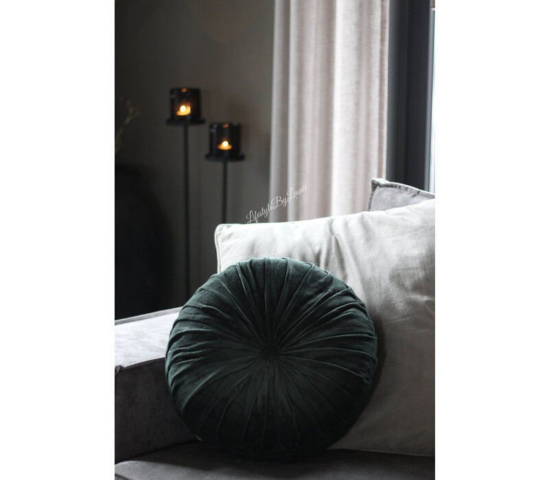 Rond velvet kussen Mountain green 40 cm