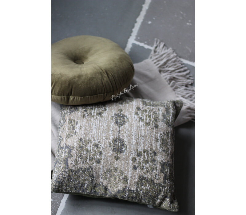 Rond velvet kussen Olive 40 cm