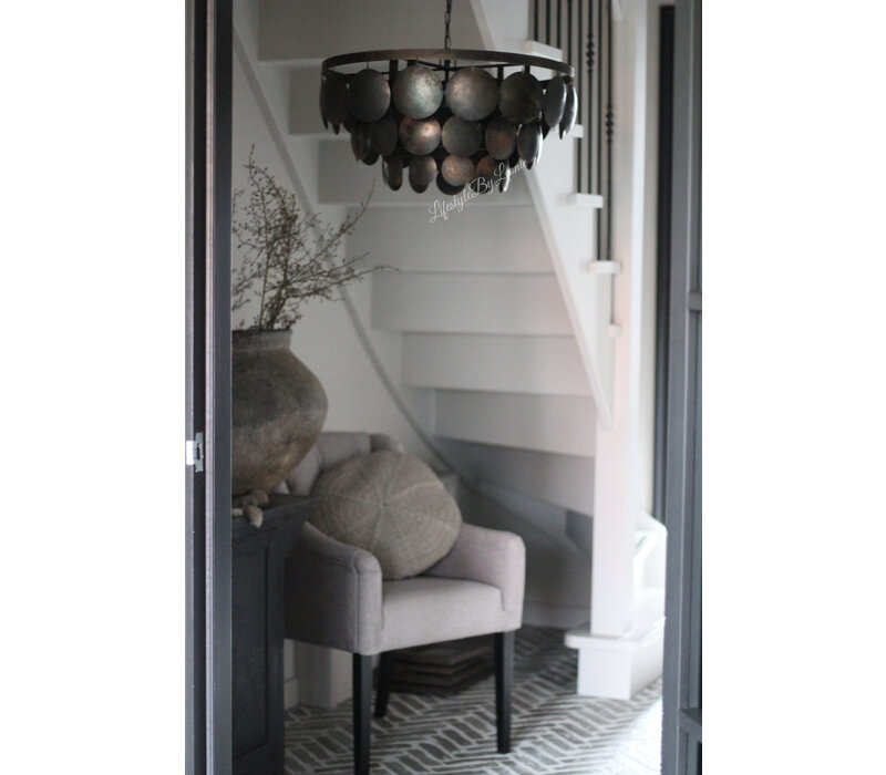 Metalen schijfjes hanglamp Old black incl fitting 60 cm