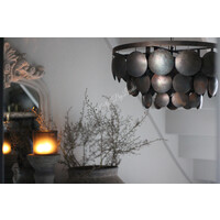 Metalen schijfjes hanglamp Old black incl fitting 60 cm