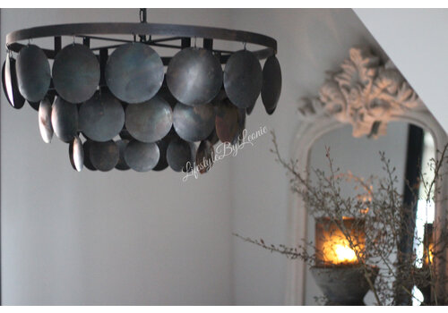 Metalen schijfjes hanglamp Old black incl fitting 60 cm