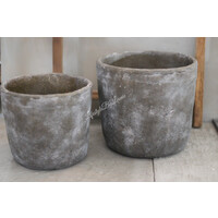 Ronde grote stenen pot Old brown 22 x 24 cm