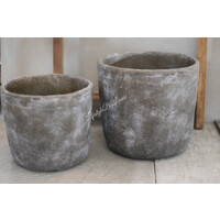Ronde grote stenen pot Old brown 18 x 20 cm
