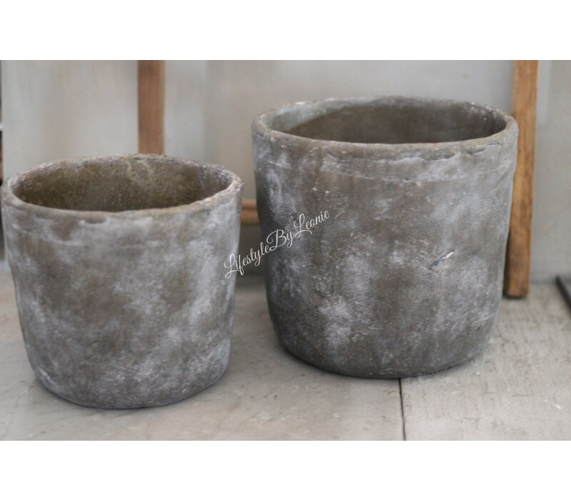 Ronde grote stenen pot Old brown 18 x 20 cm
