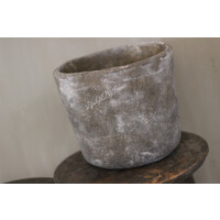 Ronde grote stenen pot Old brown 18 x 20 cm