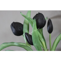 Namaak real touch tulpen in potje Black 22 cm