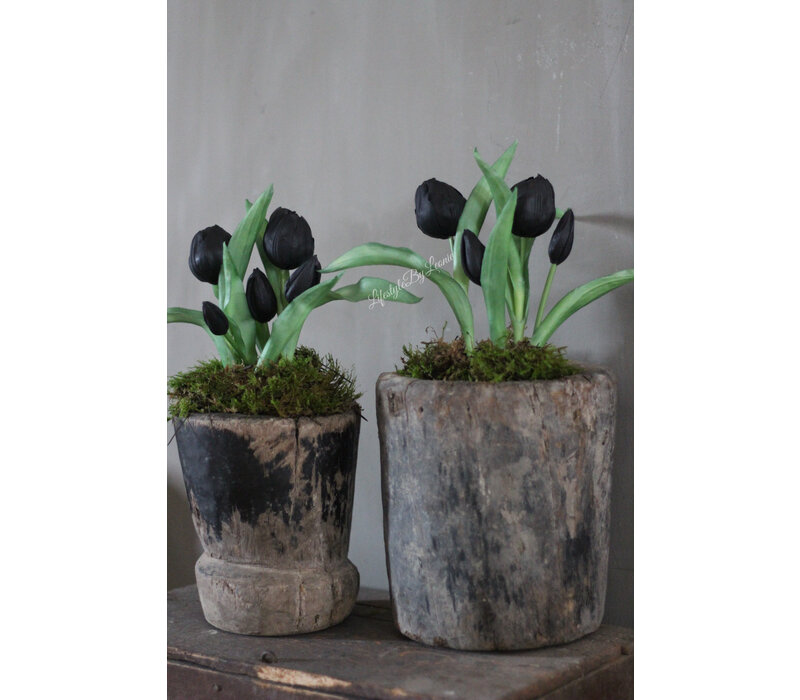 Namaak real touch tulpen in potje Black 22 cm