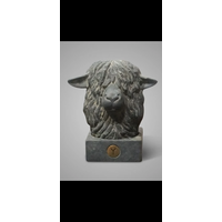 Brynxz stenen Sheep head statue Grey vintage 23 cm