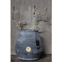 Brynxz ronde stenen pot Stone grey 21 cm