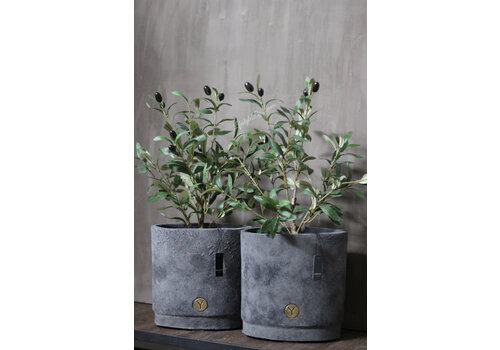 Brynxz Brynxz ovale stenen pot Stone black 25 cm