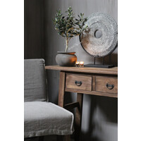 Unieke ronde houten pot Antiq Grey