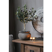 Luksa unieke ronde houten pot Antiq Grey