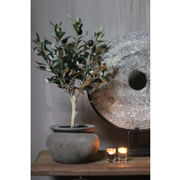 Luksa unieke ronde houten pot Antiq Grey