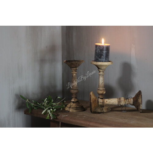 Houten kandelaar stompkaars Jip 24 cm 
