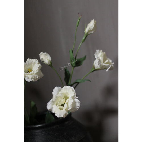 Zijden Lisianthus tak white 70 cm 