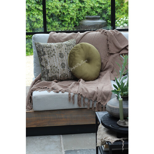 Rond velvet kussen Olive 40 cm 