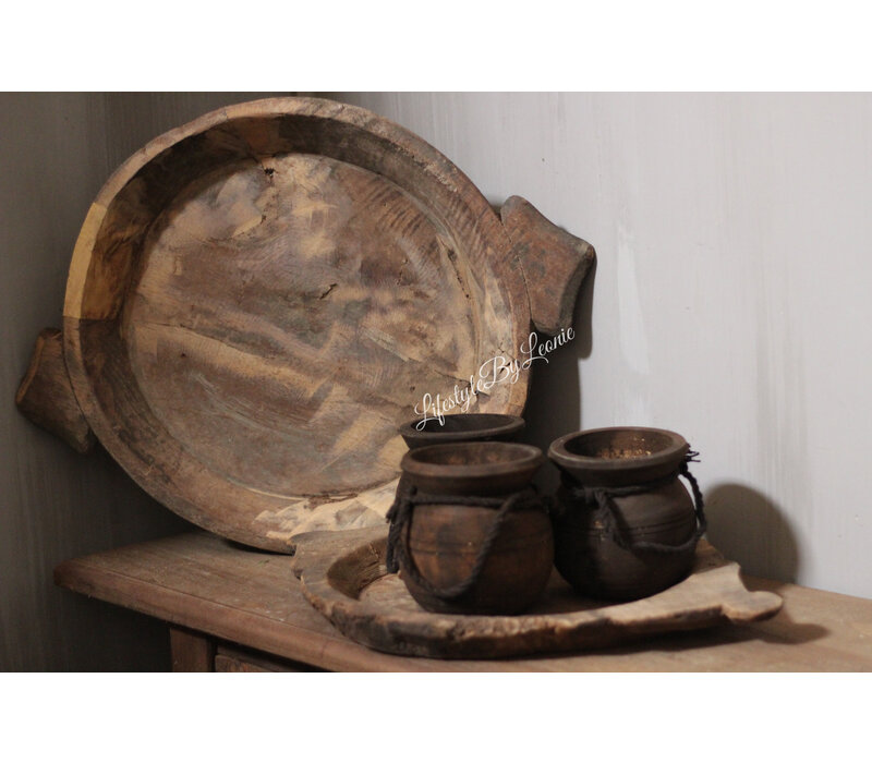 Houten Indiase schaal met handvat 30-45cm