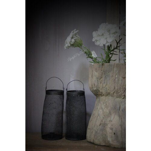Windlicht draad Antiek zwart 24 cm 