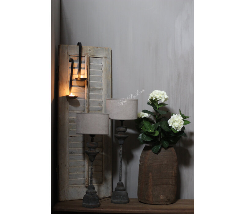 Lampvoet ornament  met hout en ijzer 60 cm