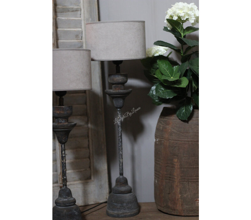 Lampvoet ornament  met hout en ijzer 60 cm