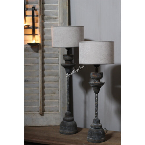 Lampvoet ornament  met hout en ijzer 50 cm 